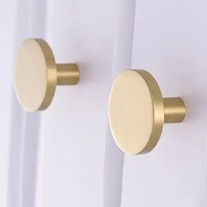 Round Solid Brass Cabinet Knobs - Kitchen Cabinets  Drawer Pull Set of 2